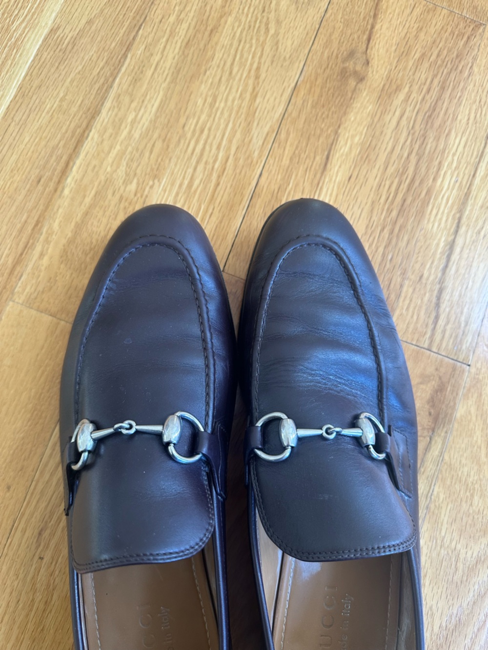 Gucci Brown Leather Horsebit Slip-On Loafers - Picture 4 of 6